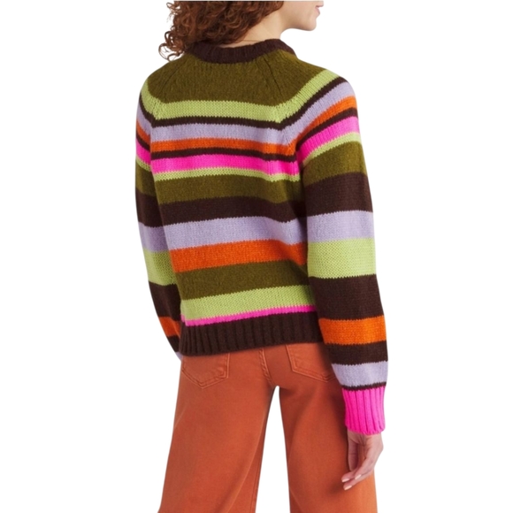 VELVET by Graham & Spencer Nessie Alpaca Stripe Sweater Womens Multi Crewneck XS - Picture 4 of 16